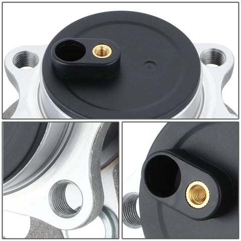 Rear Wheel Bearing Hub Assembly For 2008 Through 2017 Mitsubishi Lancer 2WD, 2011 Through 2012 Outlander And 2011 Through 2012 Outlander Sport, OEM Grade High Quality Replacement, Direct Bolt On, Interchange Part 512394 close-up view.