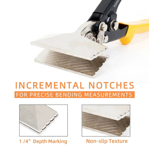 Close-up of 3 Inch Hand Seamers For Sheet Metal Bending And Straightening 18 To 30 Gauge Duckbill Pliers with notches.