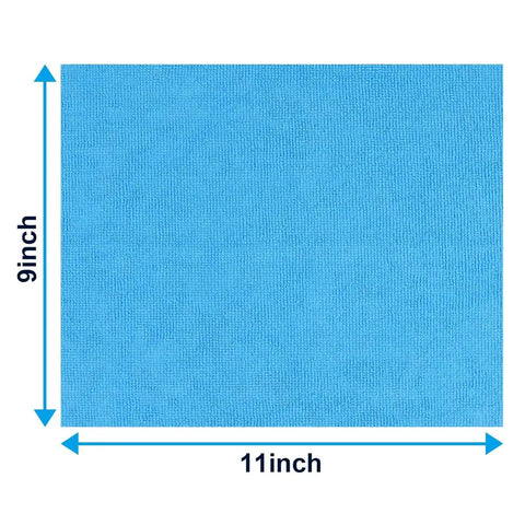 Blue Microfiber Cleaning Cloths 100 Pack 11x9 Inches Ultra Absorbent Lint Free measurements