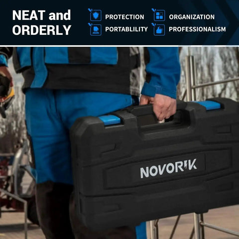 Pro Grade Rivet Nut Tool Kit, 16 Inch Riveter With 15 Mandrels, 182 Rivet Nuts And Rugged Carrying Case, held by person