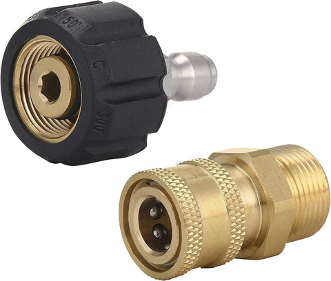 Pressure Washer Quick Connect Adapter Set M22 14mm To One Quarter Inch For Gun To Wand Conversion Mingle Compatible Fittings