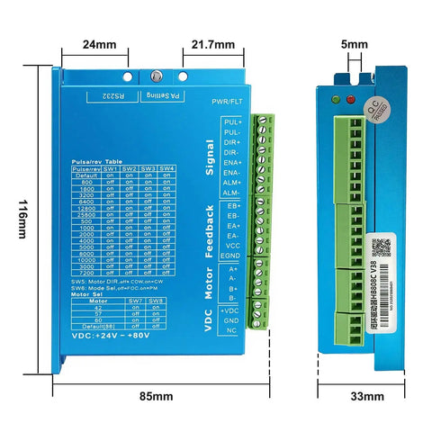 Complete 3 Axis Nema23 Closed Loop Stepper Motor Kit with blue driver and terminal connector, side-by-side view
