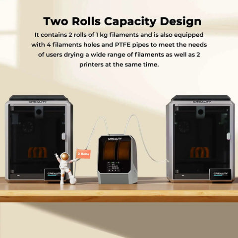 Dual Spool Filament Dryer Box for 3D Printing Space Pi Dryer Plus with filament and capacity design details