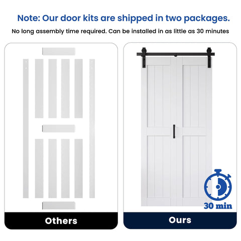 Comparison of Bi-Fold Barn Door 64 By 84 Inches, MDF Sliding Closet Doors With Hardware Kit, Pre-Finished No-Fuss Install and traditional door kit