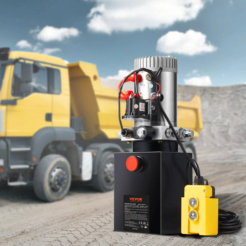 VEVOR hydraulic pump power unit for dump trailer with yellow remote, 12V DC
