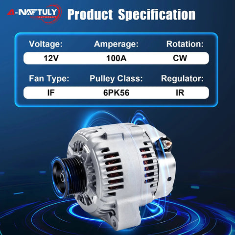 Beefed Up High Output Alternator Replacement For 2000 2001 2002 Toyota Tundra 4.7L V8 And 2001 2002 Toyota Sequoia 4.7L V8 visible