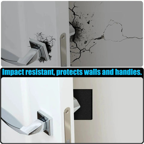 Eight Pack Adhesive Neoprene Foam Padding Sheets Half Inch Thick Four By Four Inches Self Stick Vibration Dampening Pads shown on door protecting against impact and damage