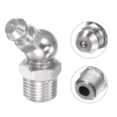 Stainless Steel 45 Degree Grease Fittings 1/8-28 Inch Hydraulic Grease Fitting Accessories Set Of 5