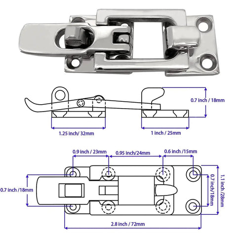 JT-HLM 2-pack marine-grade boat hatch latch, 316 stainless steel lockable hold-down clamps