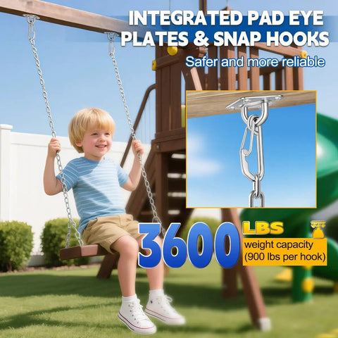 Heavy Duty Hammock Hanging Kit With Stainless Steel Pad Eye Hooks And Mounting Screws, 3600 Lbs Load Capacity for swing set installation