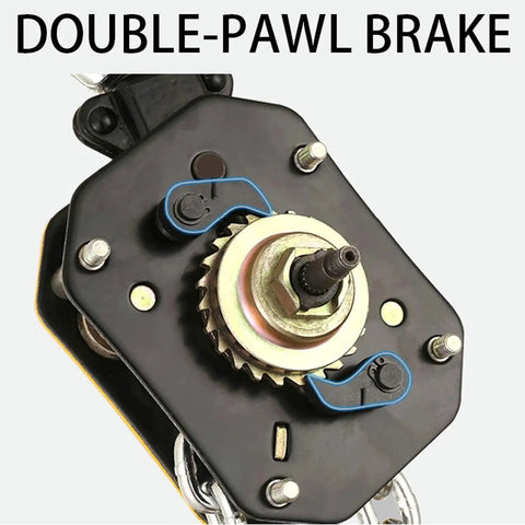 Manual Lever Chain Hoist One Quarter Ton 20 Ft Come Along With G80 Chain close-up of double-pawl brake mechanism