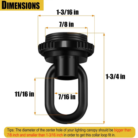 Heavy Duty Die Cast Cross Bar Kit With Screw Collar Loop Canopy Hardware Set for Light Fixtures with dimensions