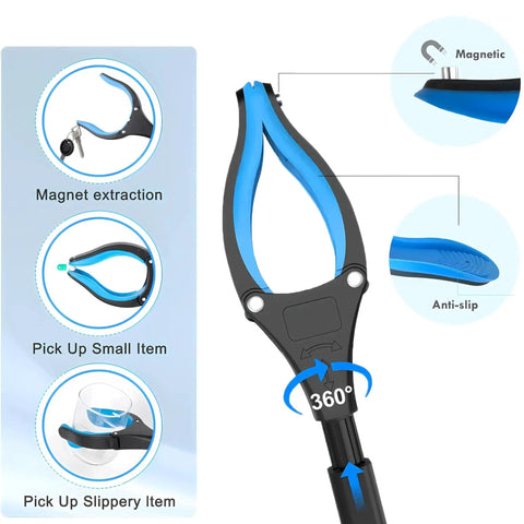 Heavy Duty Grabber Reacher Tool For Seniors 32 Inch Foldable Gripper With Easy Trigger Grip No Bending Needed with magnet and anti-slip grip