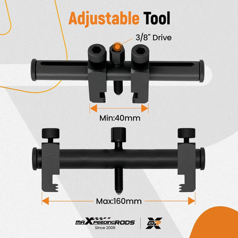 Universal Crankshaft Pulley Removal Tool And Harmonic Balancer Puller Set, adjustable tool with 3/8" drive, 40mm-160mm range