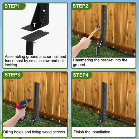Step-by-step guide using Heavy Duty Fence Post Repair Kit For Wood Posts With Ground Stakes And Post Anchors Backyard Fence Stakes.