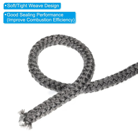 PATIKIL wood stove gasket rope, 3/8 in x 118 in, graphite fiberglass, black