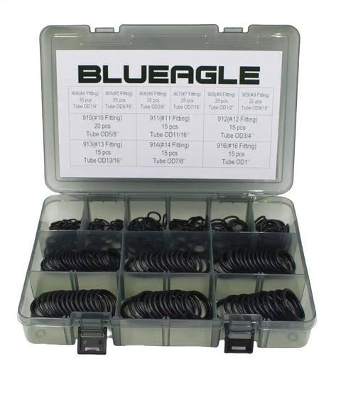 Hydraulic O Ring Kit For ORB Fittings, 270 Piece Set With 12 Common SAE 900 Series Buna N 90 Durometer O Rings, Open Case