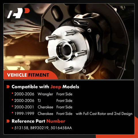 2 Front Wheel Bearing And Hub Assembly 5 Lug Fit For Jeep Wrangler TJ 2000 To 2006 And Cherokee 1999 To 2001 close-up view