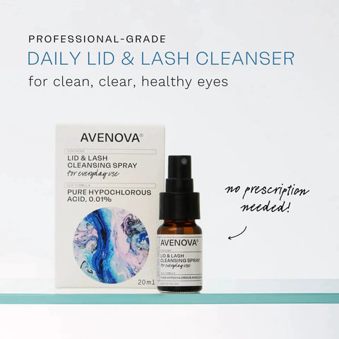 Eyelid And Eyelash Cleanser Spray With Hypochlorous Acid For Gentle Eye Care in box with spray bottle