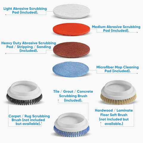 Core 13 Inch Electric Floor Buffer Scrubber And Polisher interchangeable pads and brushes for various floor surfaces cleaning.
