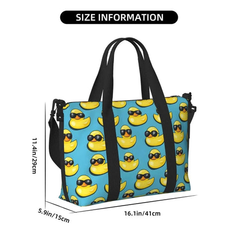 Lightweight Laptop Tote Bag With Cool Duck Sunglasses Print, Weekend Duffle For Travel And Work, versatile Oxford bag