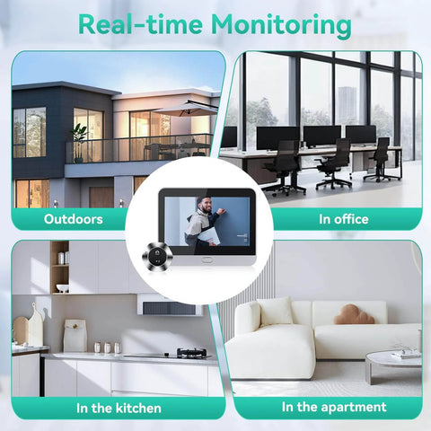 Smart Video Doorbell With 4.3 Inch Color Monitor And 1080p HD Wireless Camera used in different settings for monitoring