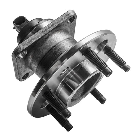 Pair Rear Wheel Hub Bearing Assemblies Replacement for Chevy Malibu, front view of metal hub assembly with 5 lug bolts