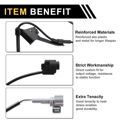 ABS wheel speed sensor with mounting bracket and connector, black housing for Toyota Tacoma front-left 2005-2015