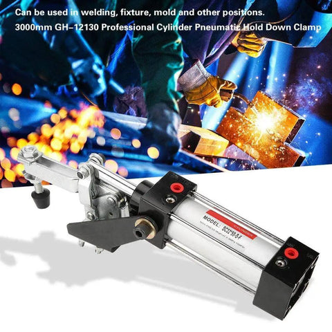 Heavy Duty Pneumatic Clamp Cylinder 300mm Reach for Welding, Fixtures and Industrial Jigs, Precise Hold With 230 Kg Clamping Force
