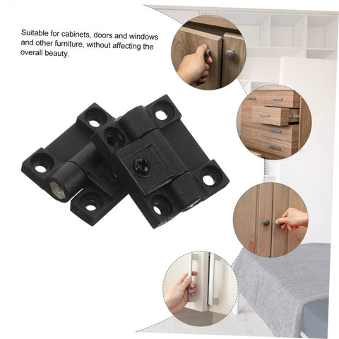 Adjustable Plastic Cabinet Hinges with Torque Friction Folding Support for kitchen, bathroom, office showing product and application.