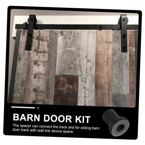 Four Piece Carbon Steel Track Spacers For Sliding Barn Doors Replacement Hardware Kit installed on barn door