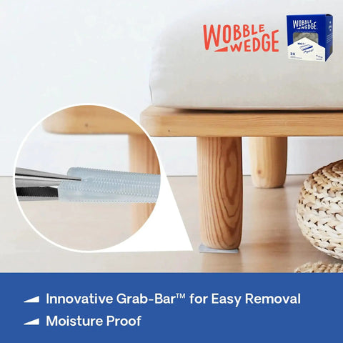 Heavy Duty Leveling Shims for Furniture and Appliances, transparent wedge under table leg, USA-made, ideal for leveling