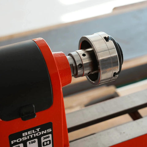Woodturning Lathe Thread Adapter 1x8TPI Female To One And A Quarter Inch Eight TPI Male For Headstock Spindle With Jackscrews Installed