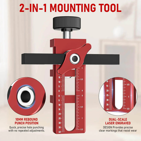 2-In-1 Cabinet Door Mounting Jig With Quick Edge Positioner Drilling And Installation Fixation Adjustable Installation Tool, close-up view