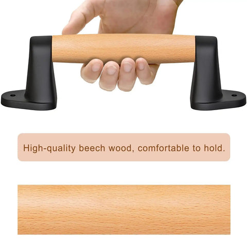 9 Inch Beech Wood Barn Door Pull Handle With Plastic Brackets Smooth Round Edges For Safe Kids Ideal For Barn Doors Gates Closets Sheds Sliding Doors And Indoor Handrails Durable Long Lasting Comfort And Easy To Install