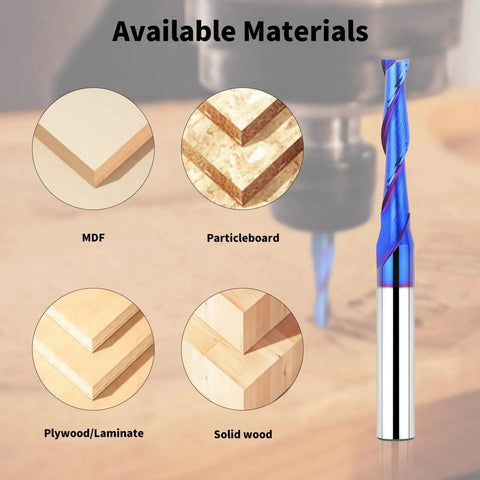 Upcut Spiral Router Bit With 1/4 Inch Shank And 3/16 Inch Cutting Diameter For Wood Mortises on CNC machine with material types