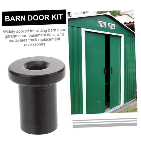 Five Piece Barn Door Track Spacers And Wall Link Connectors Black Replacement Hardware Kit For Sliding Doors shown with green sliding barn door.