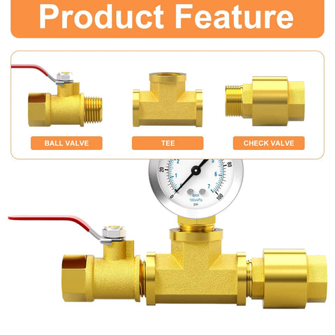 Brass check valve DN20 3/4 in BSP female/male threaded, backflow prevention, one-way valve