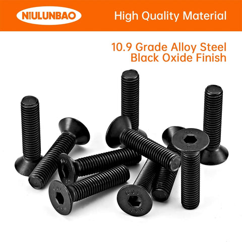 Flat Head Hex Socket Cap Screws Built For Tough Jobs 10mm Diameter 30mm Length M10 One Point Five Pitch Countersunk Bolts Ten Point Nine Grade Alloy Steel Black Oxide Finish Allen Hex Drive Fully Threaded Metric Machine Screws 10 Pack