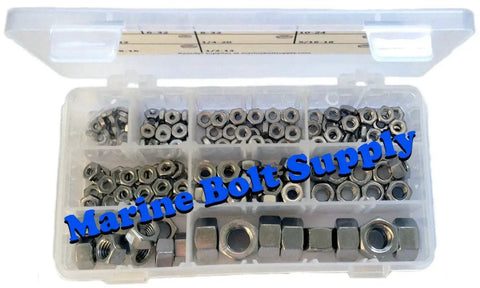 316 Stainless Steel Hex Nut Assortment Kit For Marine Hardware And Boat Repair in storage tray