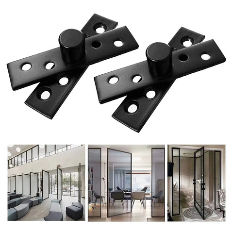 360 Degree Hidden Door Pivot Hinge For Cabinets And Cupboards, 2.9 Inch Stainless Steel Black, 2 Pack, Installed View