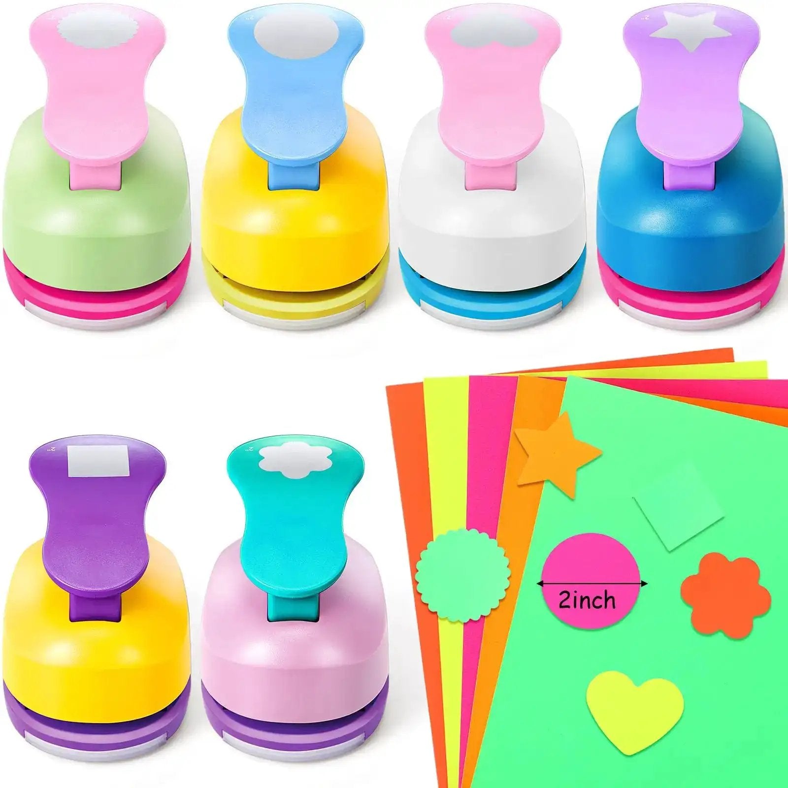 16 Piece Craft Hole Punch Set With 6 Shapes And 2 Inch...