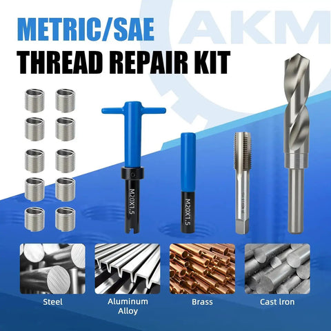 15 Piece M20x1.5 Thread Repair Kit With Stainless Steel Wire Coil Inserts For Durable Internal Threads In Aluminum And Other Metals