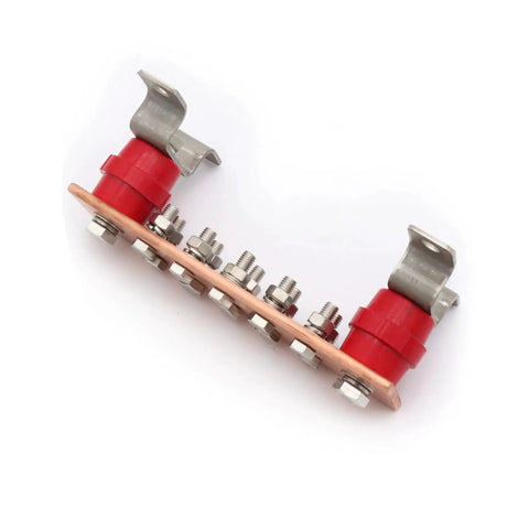 Wall Mounted Copper Ground Bar Kit With Ten Terminal Positions For Quick Multi Point Grounding, Heavy Duty Copper Busbar Measures 0.24 By 1.97 By 7.87 Inches