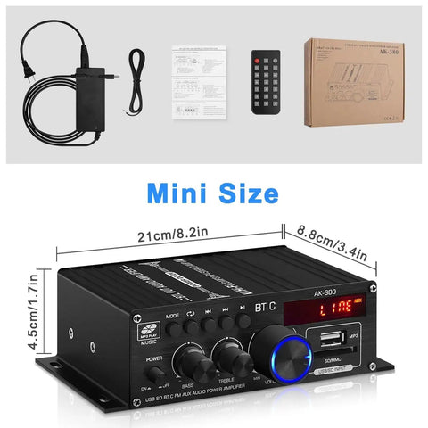 Beefy 400W And 400W Peak HiFi Stereo Amplifier With 40W RMS, Bluetooth 5.0, accessories, remote, power supply