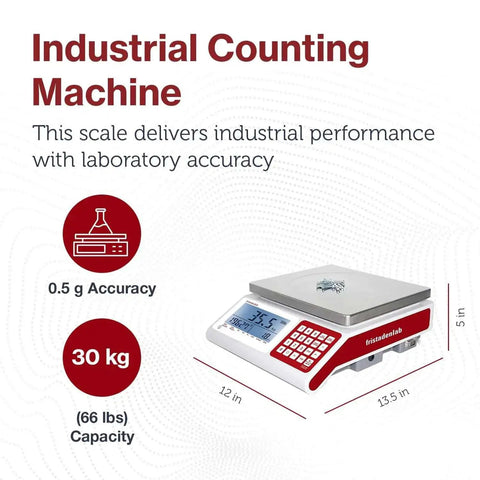 Industrial Counting Scale For Small Parts With 30 Kg 0.5 G Precision, Fast Piece Counter shown with digital display and keypad.