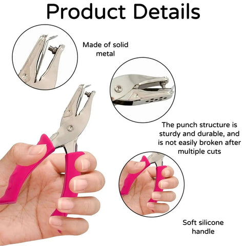 Two Pack One Quarter Inch Hole Punch For Paper Crafts Handheld Circle Punch Durable Metal Puncher With Rose-Red Silicone Handle