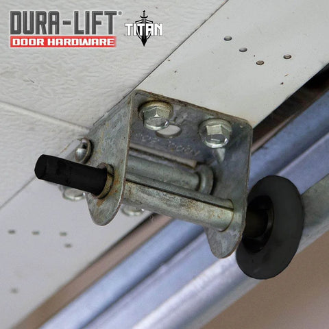 Quiet 2 In Sealed Nylon Garage Door Roller With 4 In Corrosion Resistant Stem installed in garage door bracket