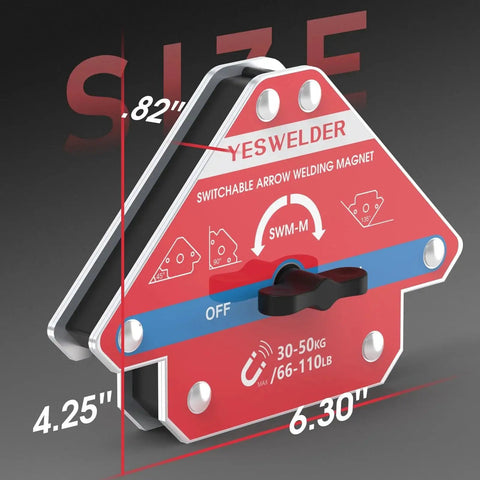Arrow Shaped Welding Magnet Set With Switchable On Off 2 Pieces 110 LB Holding Power Magnetic Welding Holder by YesWelder