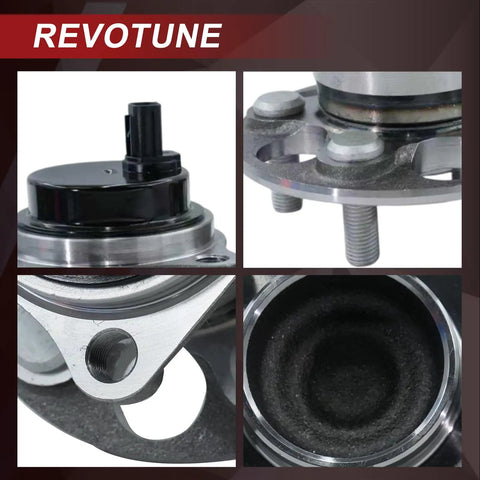 Close-up of Rear Wheel Bearing And Hub Assembly For Prius, Corolla And Lexus CT200h - 5 Lug With ABS, showing detailed parts